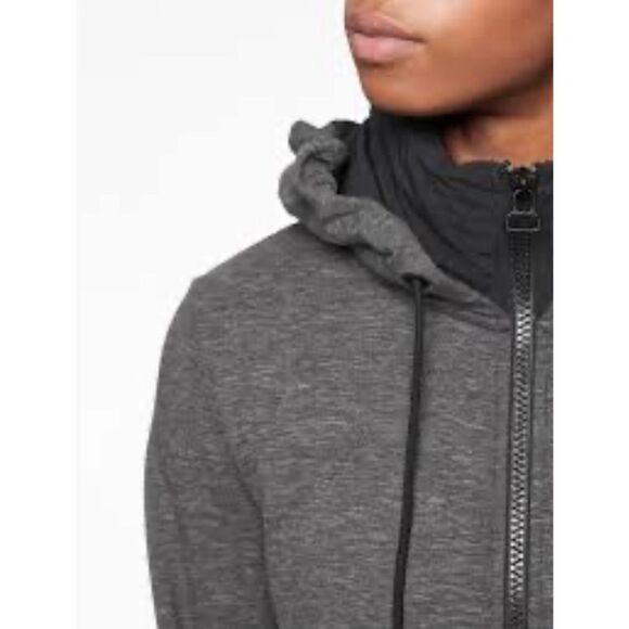Athleta Fitted Victory Hoodie Jacket Heathered Charcoal Grey - Picture 2 of 11